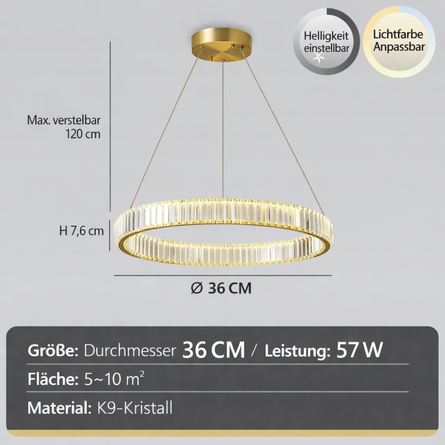 Velouris – Kristall Ring Deckenleuchte