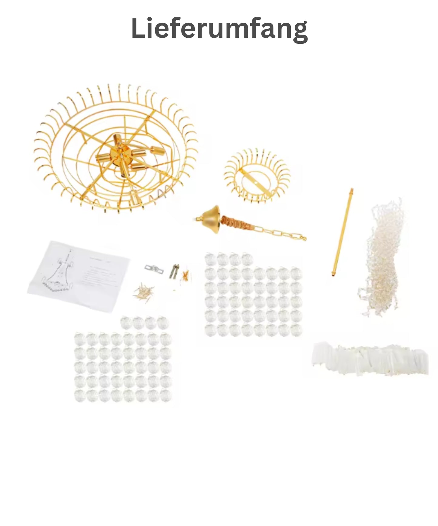 Luxus Kristall Kronleuchter Gold – Höhenverstellbare Deckenleuchte