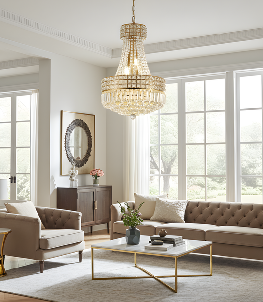 kronleuchter kristall gold modern wohnzimmer 