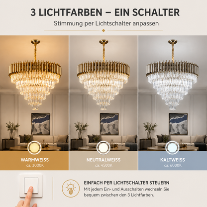 Luméa – Kronleuchter Kristall Gold