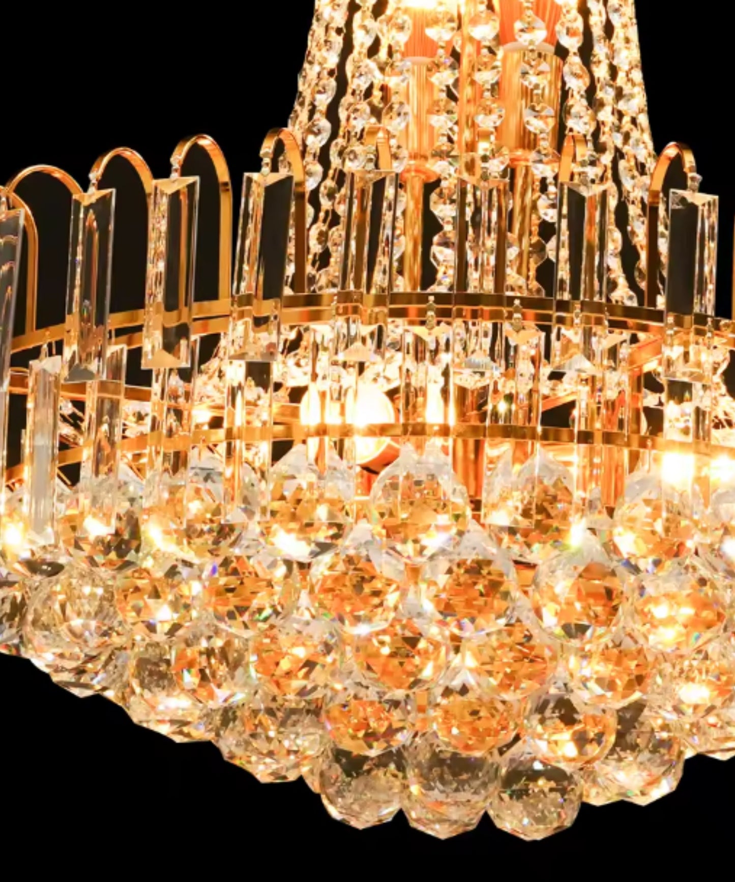 Luxus Kristall Kronleuchter Gold – Höhenverstellbare Deckenleuchte