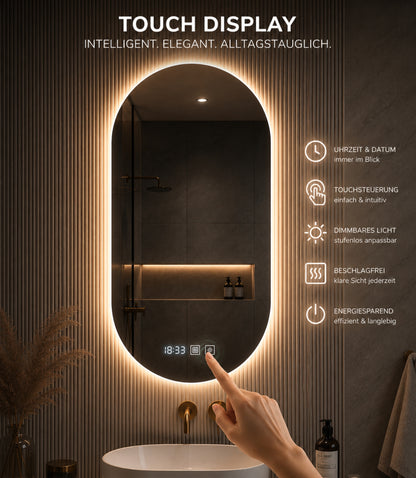 Noiréa - Led Spiegel mit Uhr